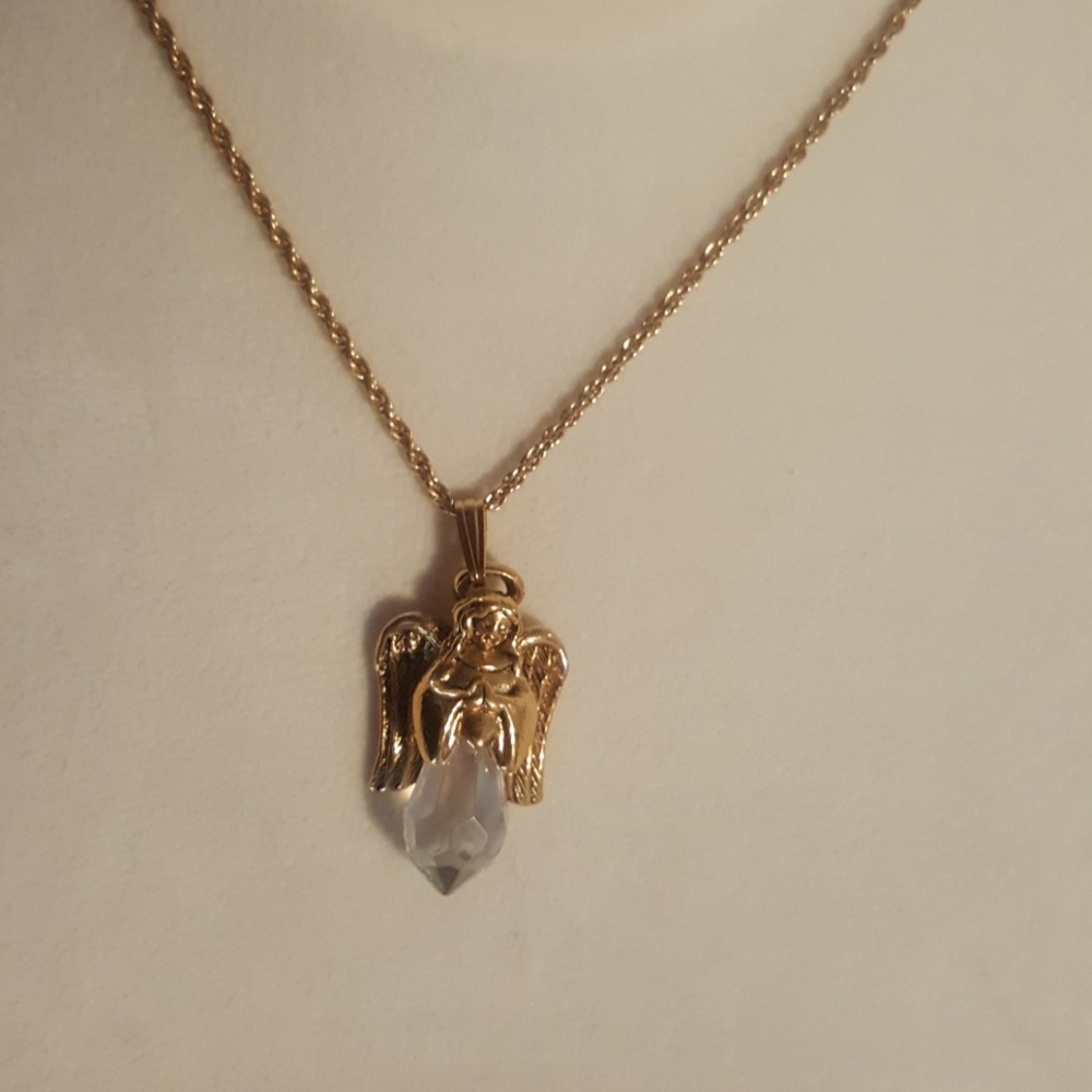 Vintage Avon goldtone Angel necklace